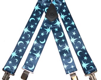 Brimarc Mens Heavy Duty Moon & Stars Braces Trouser Belt Suspender 2" 50mm Wide