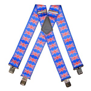 Brimarc Mens Heavy Duty Union Jack Braces Trouser Belt Suspender 2&quot; 50mm Wide