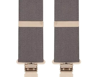 Brimarc Men's Heavy Duty Plain Grey Braces Trouser Belt Suspender 2" 50mm Wide