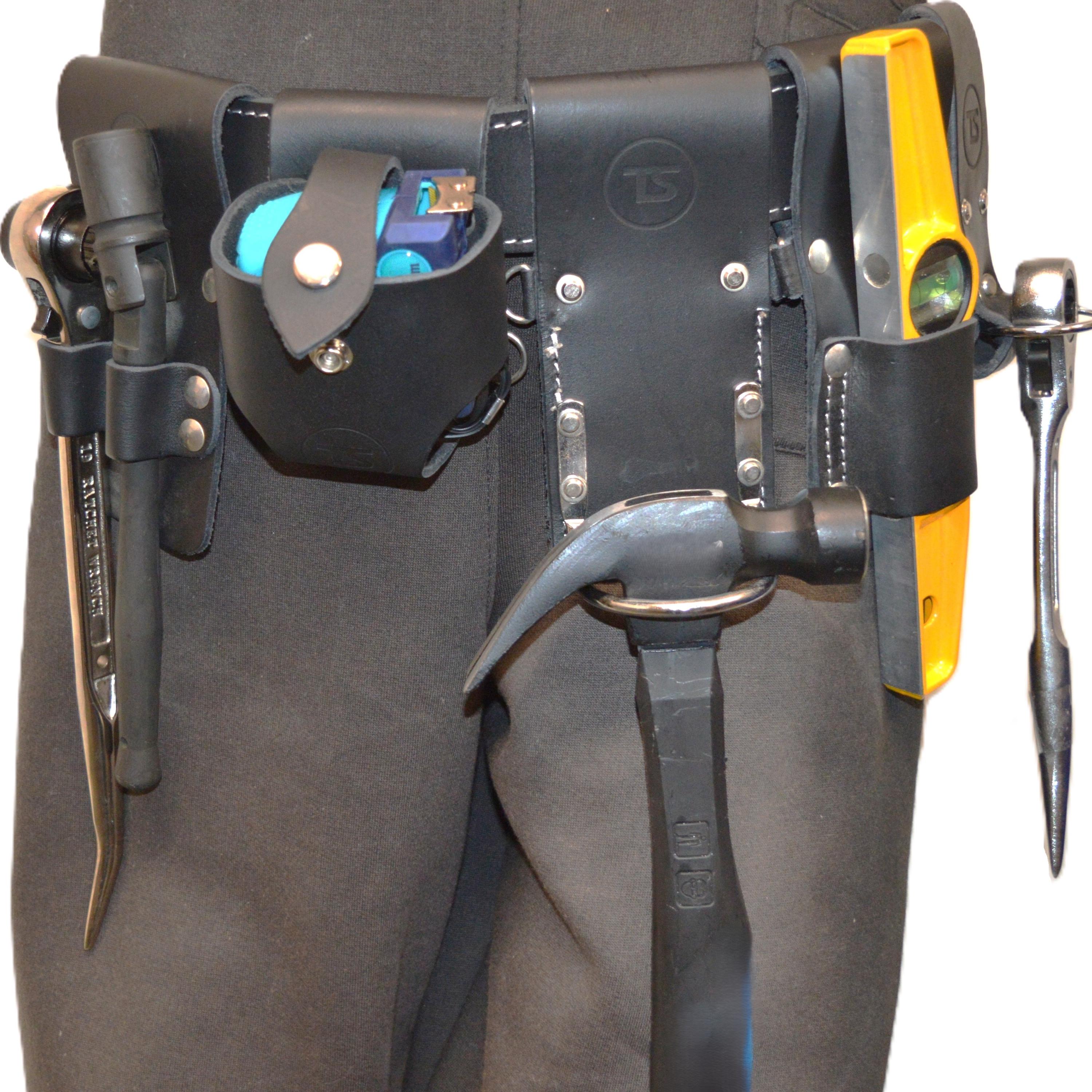 5-Piece Scaffolding Tool Belt – Top Grain Leather, Adjustable 32"-50" Waist, 4 Placement Positions