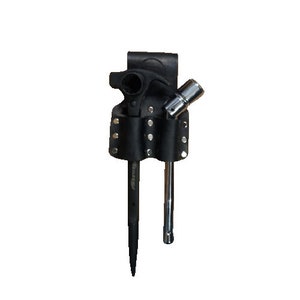 May include: Black leather tool holder with three loops for holding tools. A wrench and a socket are attached to the holder.