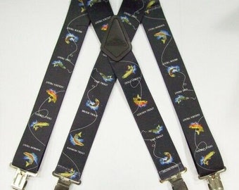 Brimarc Mens Heavy Duty Black Trout Braces Trouser Belt Suspender 2" 50mm Wide