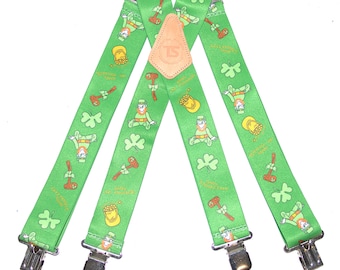 Brimarc Men's Heavy Duty Irish Leprechaun Braces Trouser Belt Suspender 2" 50mm Wide