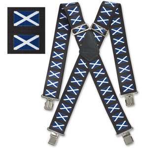 Brimarc Mens Heavy Duty Scottish Flag Braces Trouser Belt Suspender 2&quot; 50mm Wide