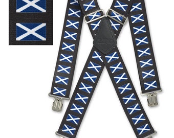 Brimarc Mens Heavy Duty Scottish Flag Braces Trouser Belt Suspender 2&quot; 50mm Wide