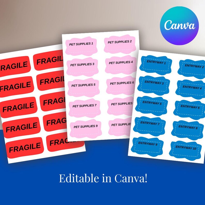 Moving Box Labels Printable Color Coded Room Labels Packing Labels for ...