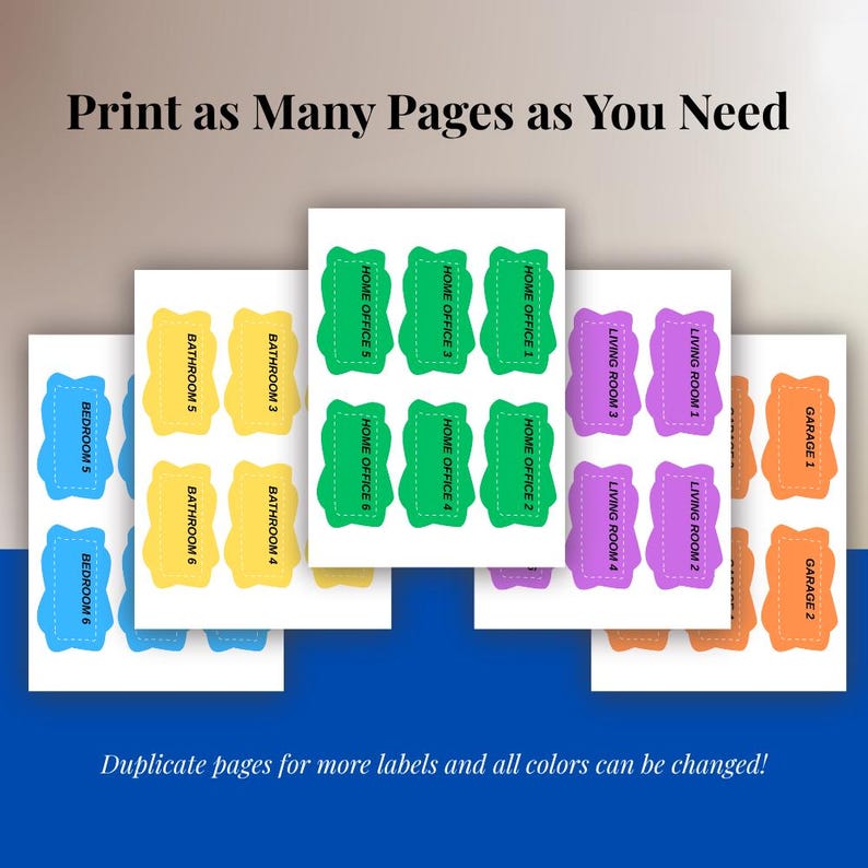 Moving Box Labels Printable Color Coded Room Labels Packing Labels for ...