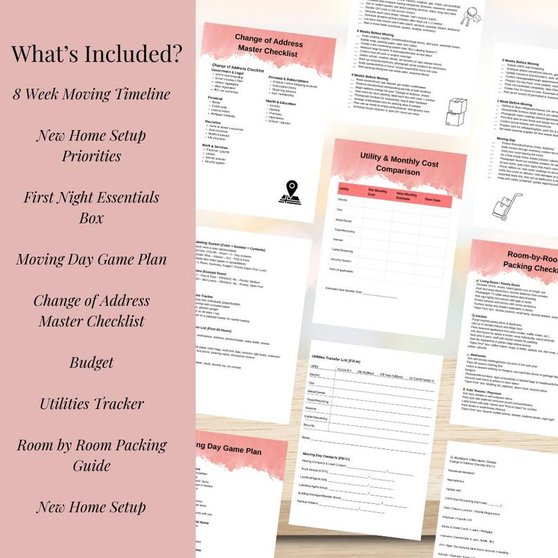 Week Packing Planner Apartment Moving Checklist Printable 8 Week Moving Timeline Packing ...