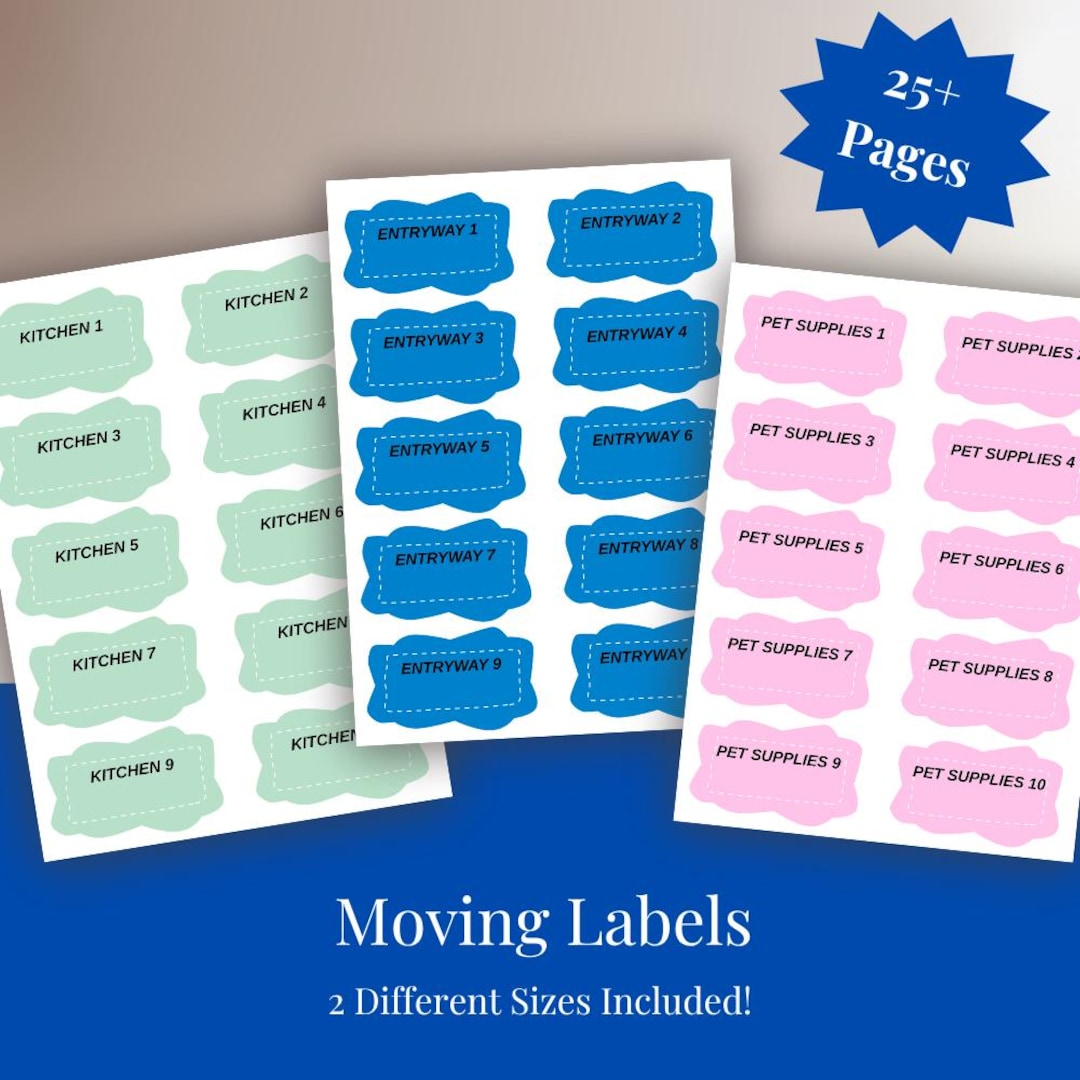 Moving Box Labels Printable Color Coded Room Labels Packing Labels for ...