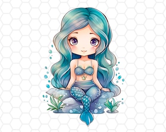 Cute mermaid png file for sublimation, mermaid png, mermaid clipart, mermaid sublimation, sublimation designs, watercolor clipart, mermaid