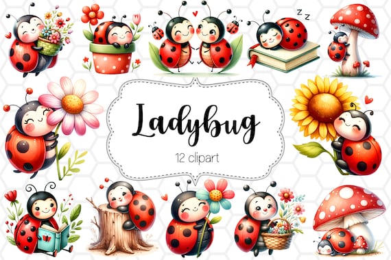 Cute Ladybug png files for sublimation, ladybug png, ladybug clipart, cute ladybug png, cute ladybug clipart, animal clipart, clipart bundle