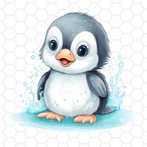 Lindo archivo png de pingüino para sublimación, imágenes prediseñadas de pingüino, png de pingüino, imágenes prediseñadas de animales, png de animales, imágenes prediseñadas kawaii, pingüino bebé, png kawaii