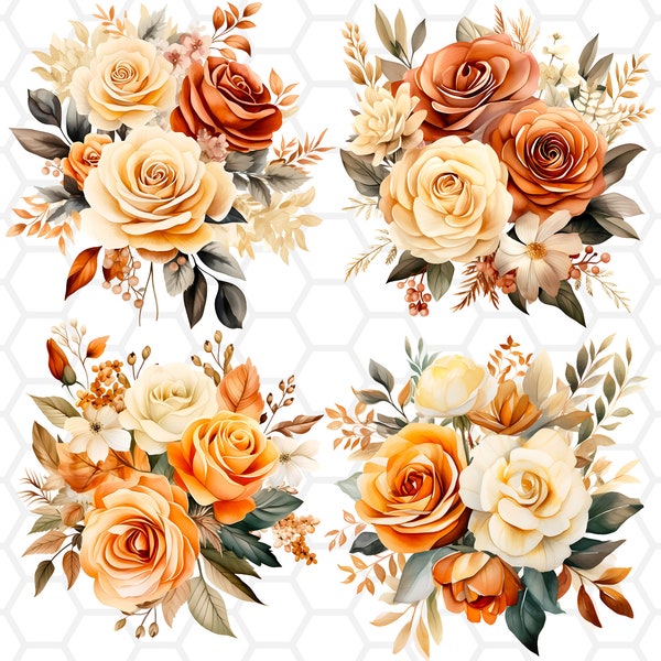 Fall flower bouquet png files for sublimation, autumn clipart, fall clipart, autumn png, fall png, watercolor clipart, sublimation designs