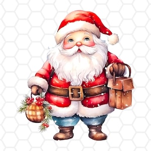 Aquarell Weihnachtsmann PNG: Weihnachtliche Clipart für Sublimation (Digitaler Download)