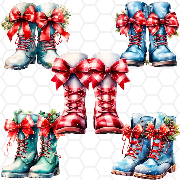 Watercolor christmas boots png files for sublimation, christmas boots png, boots png, boots clipart, christmas clipart, winter clipart