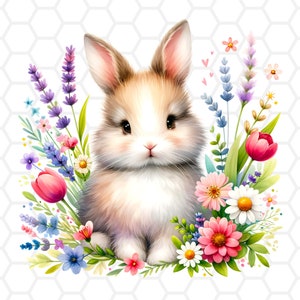 Cute easter bunny png file for sublimation, easter bunny clipart, bunny png, sublimation designs, easter clipart, easter png, watercolor