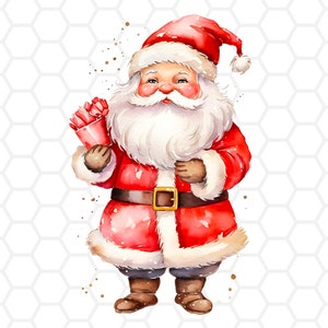 Aquarell Weihnachtsmann PNG: Weihnachtliche Clipart für Sublimation (Digitaler Download)