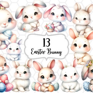 Cute Easter Bunny Cliparts, Bunny png files for sublimation, bunny clipart, sublimation designs, Easter Bunny Watercolor PNGs