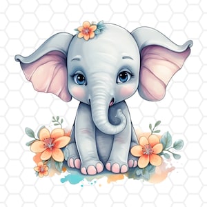 Lindo archivo png elefante para sublimación, clipart elefante, png elefante, png elefante bebé, clipart kawaii, clipart animal, png kawaii