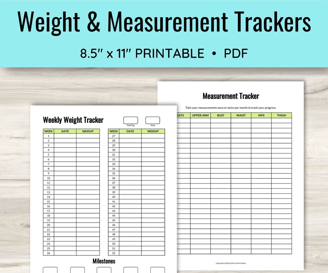 Weight & Measurement Tracker Weight Loss Log Chart Etsy