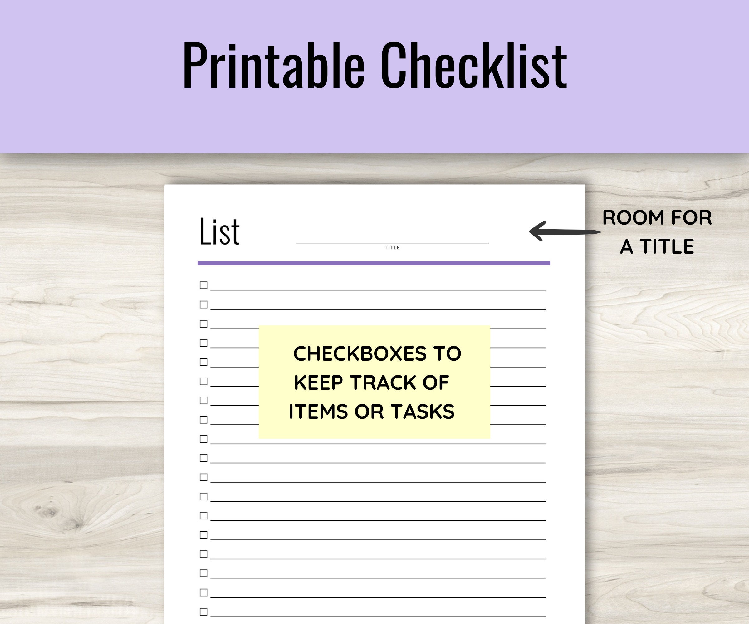 Printable blank list checklist simple list form planner etsy