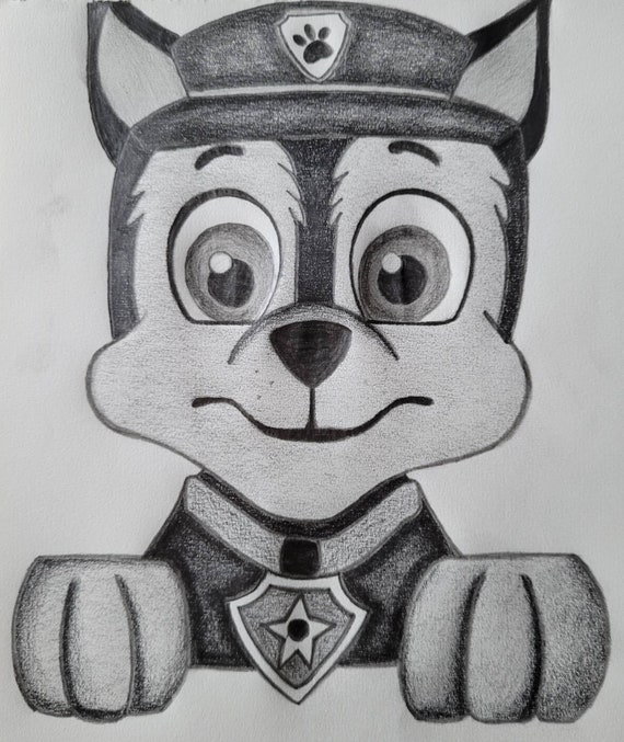 Paw Patrol Chase Dog Pencil Sketch Drawn in Graphite Pencil on - Etsy Canada