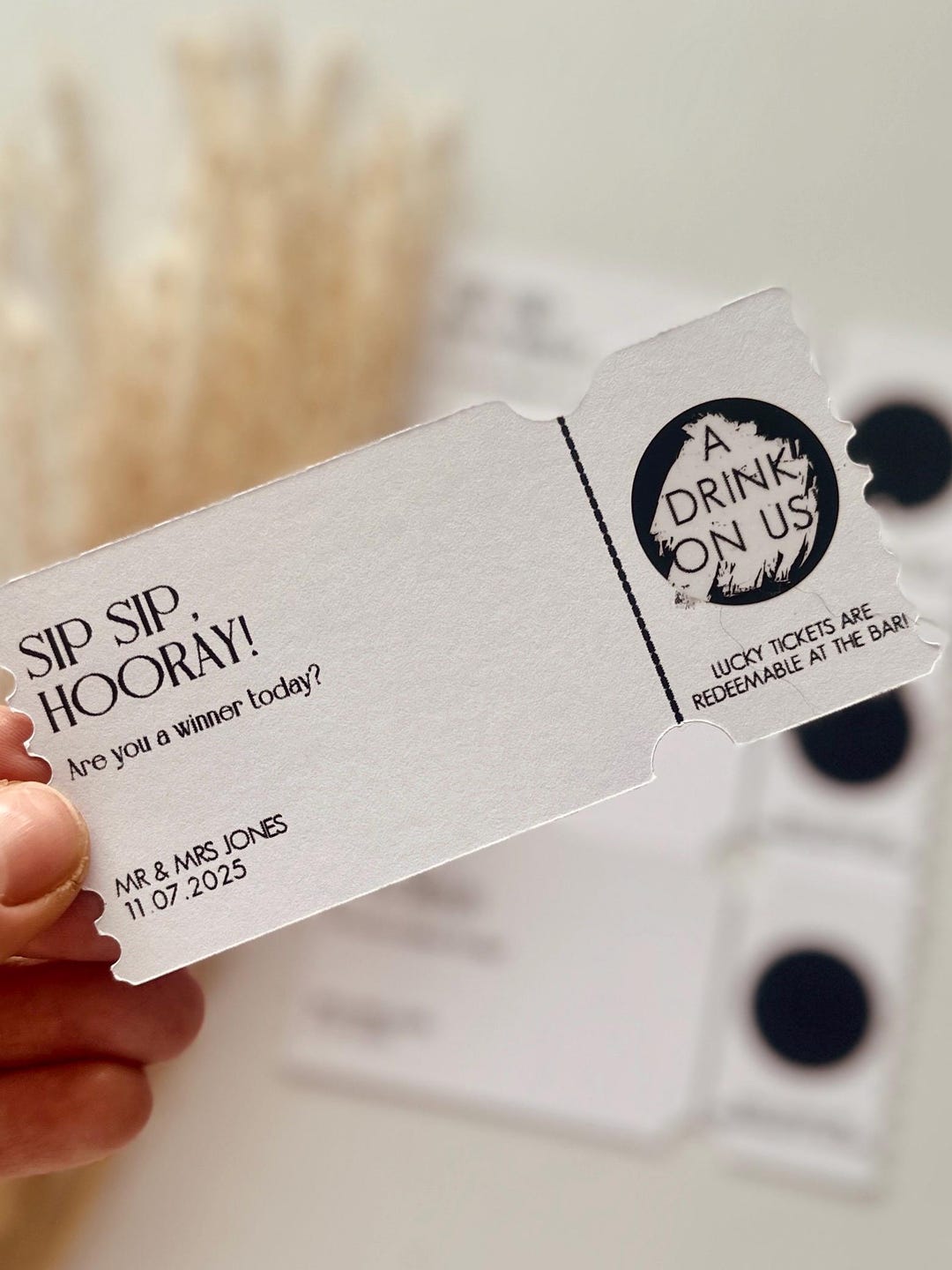 Bar Rip Tickets Personalised Wedding Drink Ticket, Scratch to Win, Bar Game, Party ...