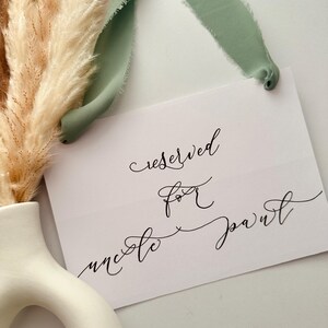 Wedding Reserved Seating Signs, Handwritten, Seating Tags, Reserved row, Reserved Chair, Wedding Details, Wedding Stationery, Personalised