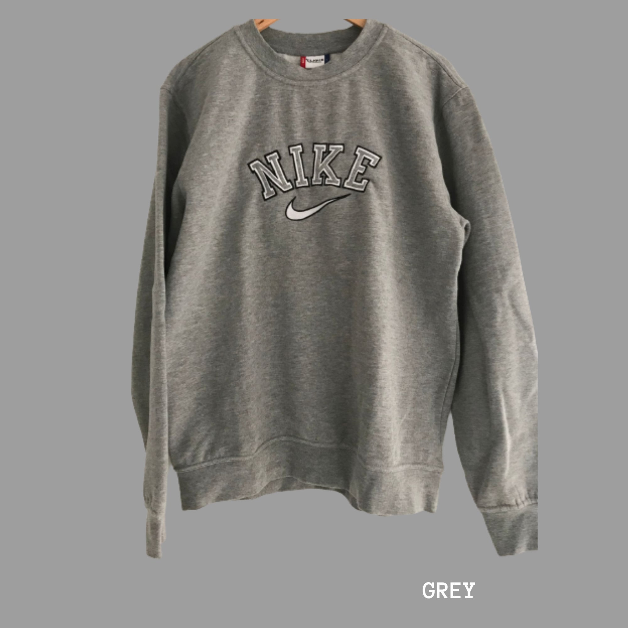 Vintage embroidery Nike Swoosh inspired sweater Crewneck GREY | Etsy