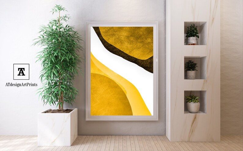 Yellow Wall Art Classic and Modern Abstract Geometric Gold - Etsy