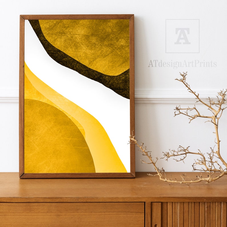 Yellow Wall Art Classic and Modern Abstract Geometric Gold - Etsy
