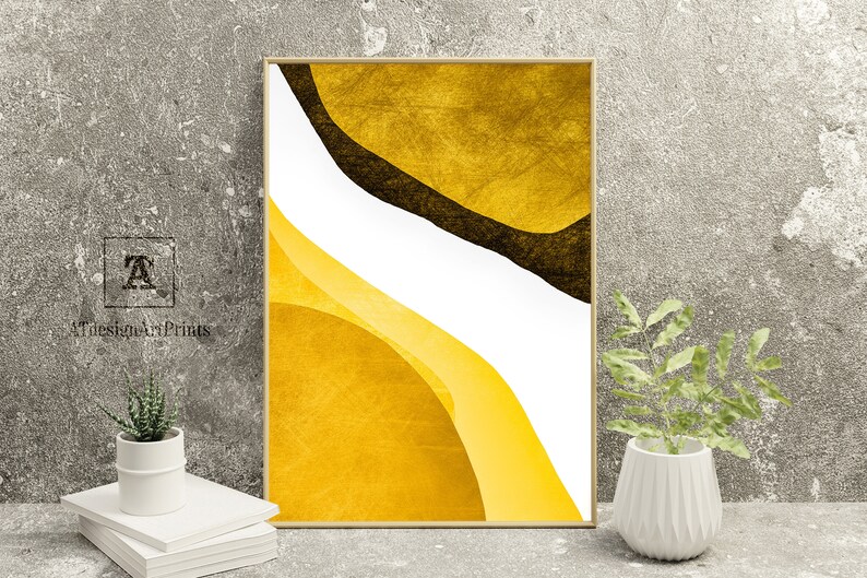 Yellow Wall Art Classic and Modern Abstract Geometric Gold - Etsy