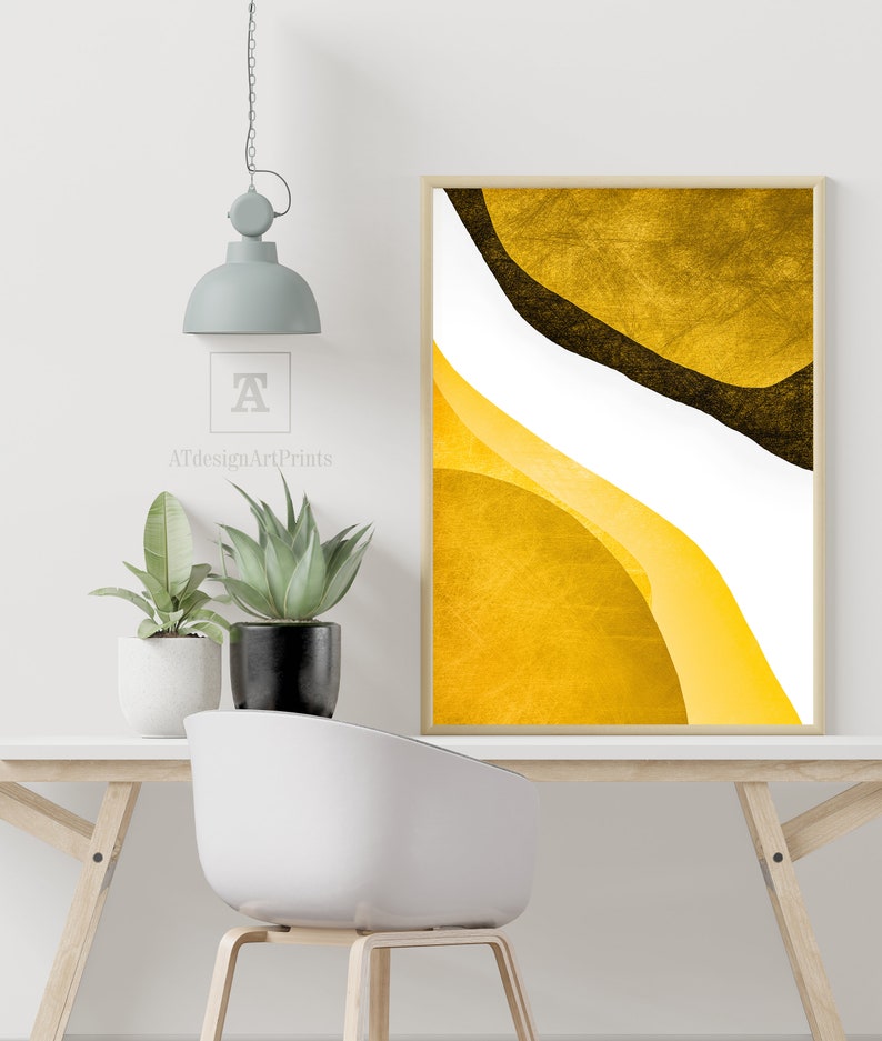 Yellow Wall Art Classic and Modern Abstract Geometric Gold - Etsy