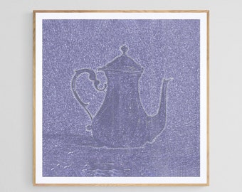 DIY Kitchen Decor Wall Art Prints, Vintage Jug / Teapot Picture Blue in Color, Art Prints Online, DIY Digital Prints Wall Art Downloadable
