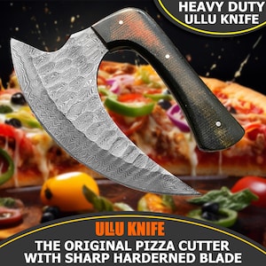 Cuchillo ULU de acero de Damasco hecho a mano, mango de micarta, cortador de pizza, hoja afilada, regalo de Navidad, el mejor regalo para él/ella, regalo de Halloween