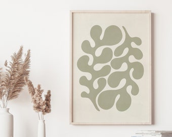 Organic Minimalist, Sage Green Wall Art, Downloadable Print, Abstract Botanical, Modern Abstract Art, Boho Printable Art, Sage Green Decor