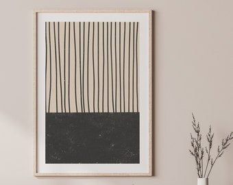 Stripes Poster, Neutral Wall Art, Mid Century Modern, Minimalist Lines Art, Digital Print, Modern Room Decor, Large Abstract Print,