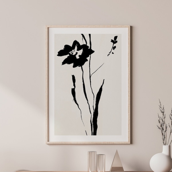 Black Leaves Print, Beige Black Print, Abstract Botanical, Downloadable Print, Modern Abstract Art, Minimal Botanical, Beige Printable Art,
