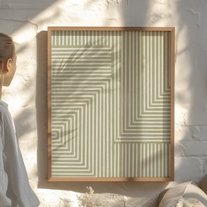 Feine Linie Salbei Grün druckbare Wandkunst, minimalistische Linien Kunst, geometrische Wandkunst, abstrakte Linie Kunst, Japandi Wohnung Ästhetik | 1059