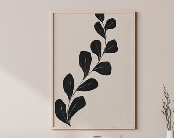 Beige Botanical Printable Art, Digital Download, Beige Black Wall Art, Organic Minimalist, Japandi Wall Art, Neutral Botanical, 1239