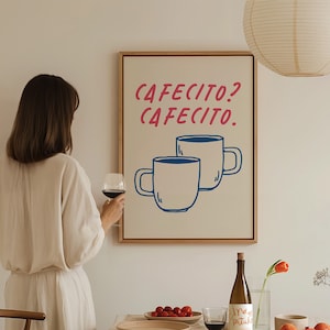 Cafecito Printable Art Print, Coffee Corner Art, Coffee Bar Decor, Modern Spanish Kitchen Wall Art, Coffee Lover Art Print | 0637
