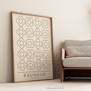 Poster Bauhaus beige e nero, stampabile, arte murale, metà secolo moderno, stampa minimalista, decorazione murale geometrica / 1930
