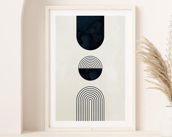 Mid Century Modern, Beige Black Print, Digital Download, Geometric Wall Art, Minimalist Poster, Neutral Wall Art, Modern Room Décor