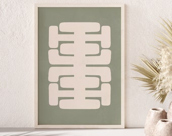 Organic Minimalist, Sage Green Print, Printable Wall Art, Minimalist Poster, Large Abstract Print, Mid Century Modern, Sage Green Wall Art