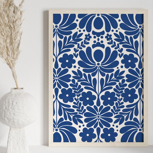Norwegian Folk Art Royal Blue Wall Art Digital Download Etsy