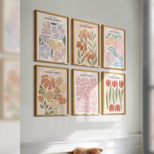 Flower Market Wall Art Set of 6, Flower Market Print Gallery Wall Set, Boho Botanical Set, Digital Download Boho Printable Set of 6 | 2018