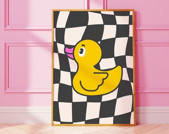 Yellow Rubber Duck Y2K Downloadable Wall Art  | 1978 | Maximalist Bathroom Decor, Funky Retro Quirky Wall Art