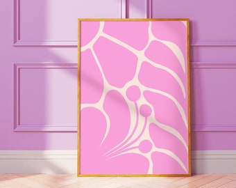 Abstract Pink Botanical Downloadable Art Print | 0996 | Pink Bedroom Decor, Abstract Floral Art, Teen Girl Room Decor, Modern Pink Art