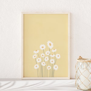 Daisies Wall Art, Downloadable Print, Daisy Printable, Yellow Wall Art, Floral Illustration, Botanical Poster, Flower Art Print, Boho Art