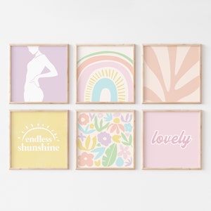 Danish Pastel Decor Set of 6, Gallery Wall Set, Square Prints Set of 6, Printable Wall Art, Dorm Wall Art Set, Pastel Print Set, 2042